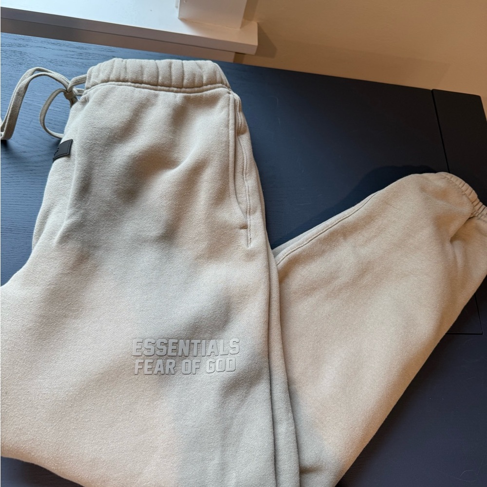 Tan Fear of God Essentials Sweatpants, size XS